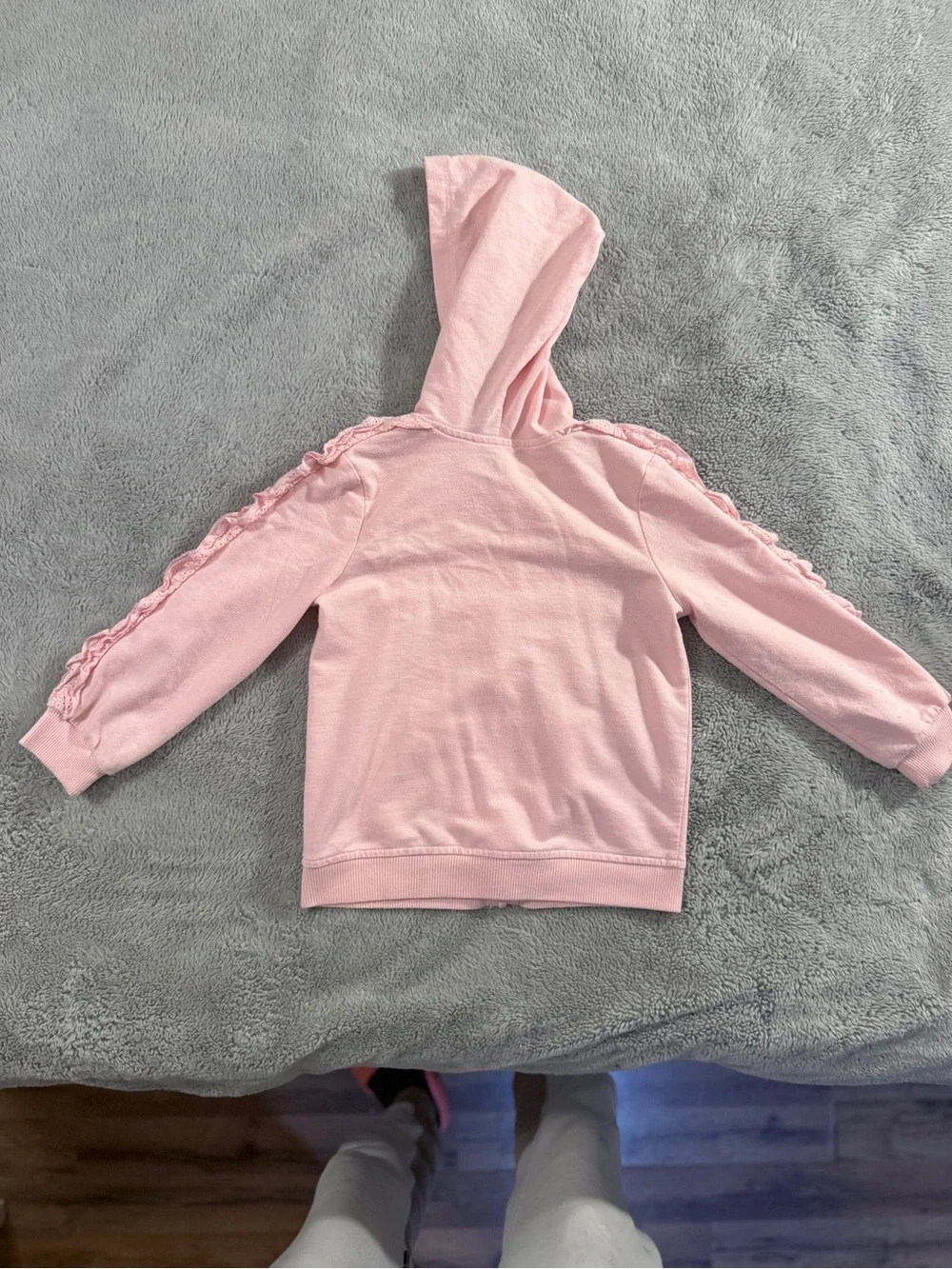 Carter's Light Pink Hooded Zip-Up Sweatshirt with Ruffle Trim